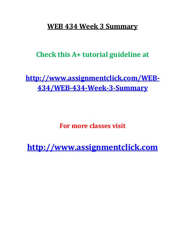 uop web 434 entire course UOP WEB 434 Week 3 Summary