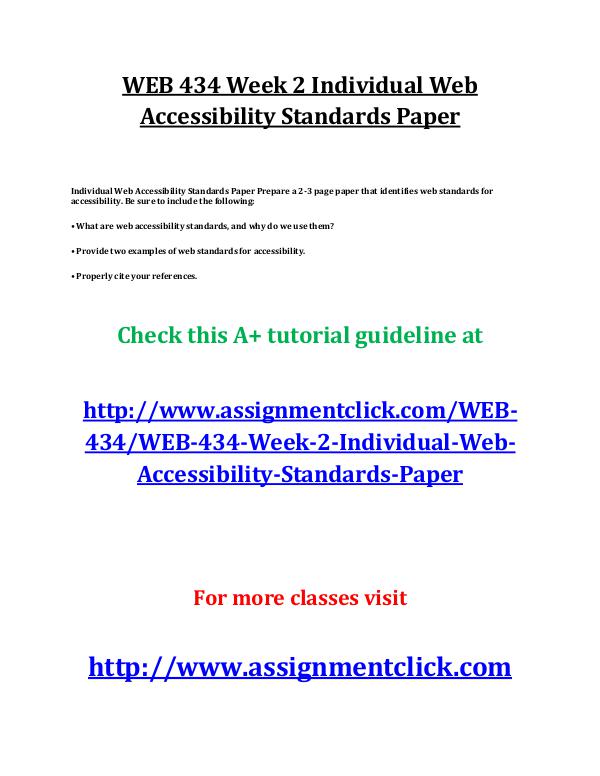 UOP WEB 434 Week 2 Individual Web Accessibility St