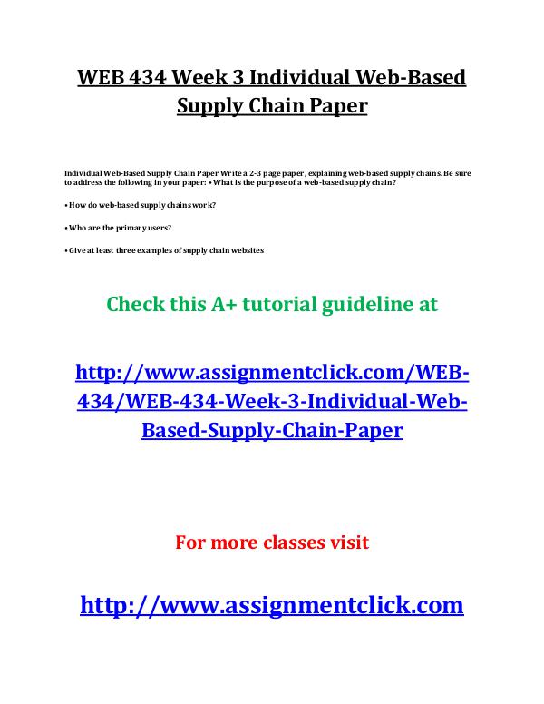 UOP WEB 434 Week 3 Individual Web-Based Supply Cha