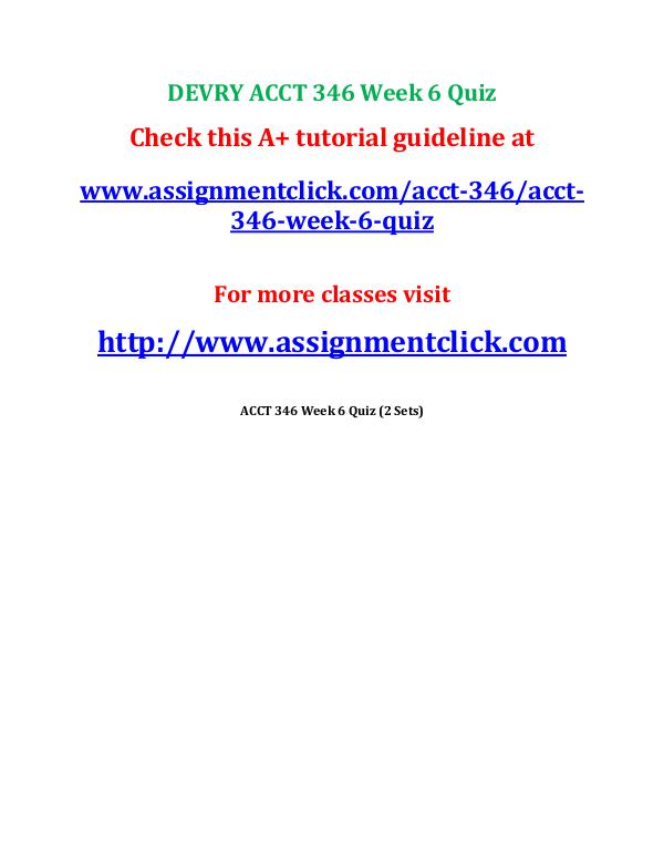 DEVRY ACCT 346 Week 6 Quiz