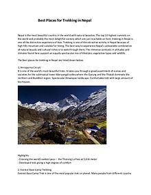 Best Places for Trekking in Nepal