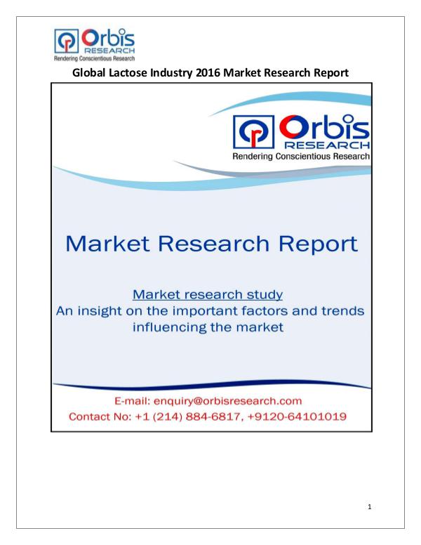 Research Report: Global Lactose Market