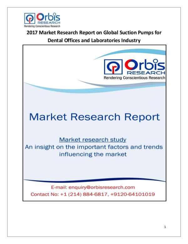 Research Report : Global Suction Pumps for Dental Offices and Labora