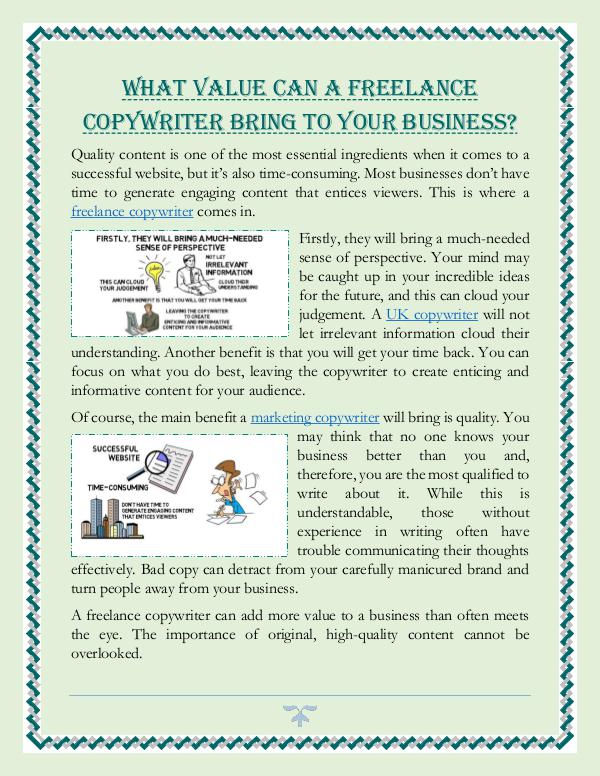 What Value Can A Freelance Copywriter Bring To Your Business? What Value Can A Freelance Copywriter Bring To You