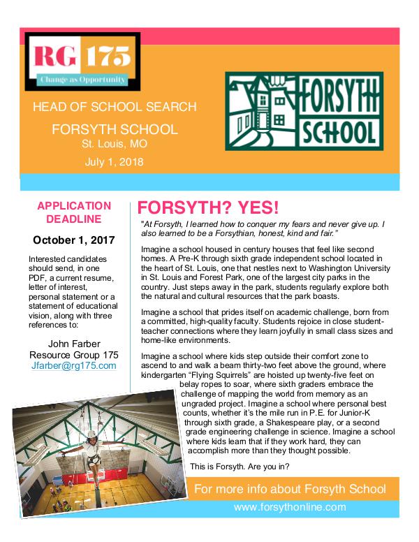 Forsyth School Head Search Position Statement FORSYTH PS as of August 30