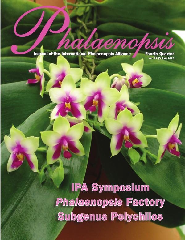 Phalaenopsis Journal 22(3&4) Fourth Quarter 2012