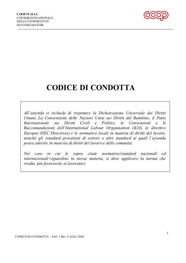 Codice Etico di Condotta Codice Etico di Condotta Coop Italia