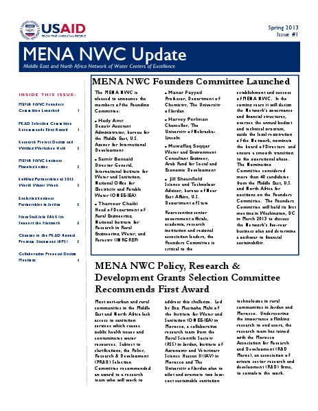 MENA NWC Update Spring 2013