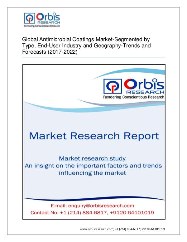 Chemical and Materials Market Research Report 2017-2022 Global Market for Antimicrobial Coatings