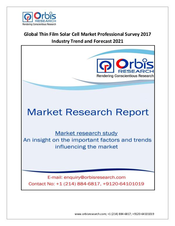 Global Thin Film Solar Cell Market Professional Su