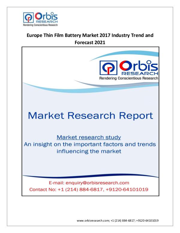 2017 Europe Thin Film Battery Market Analysis & Fo