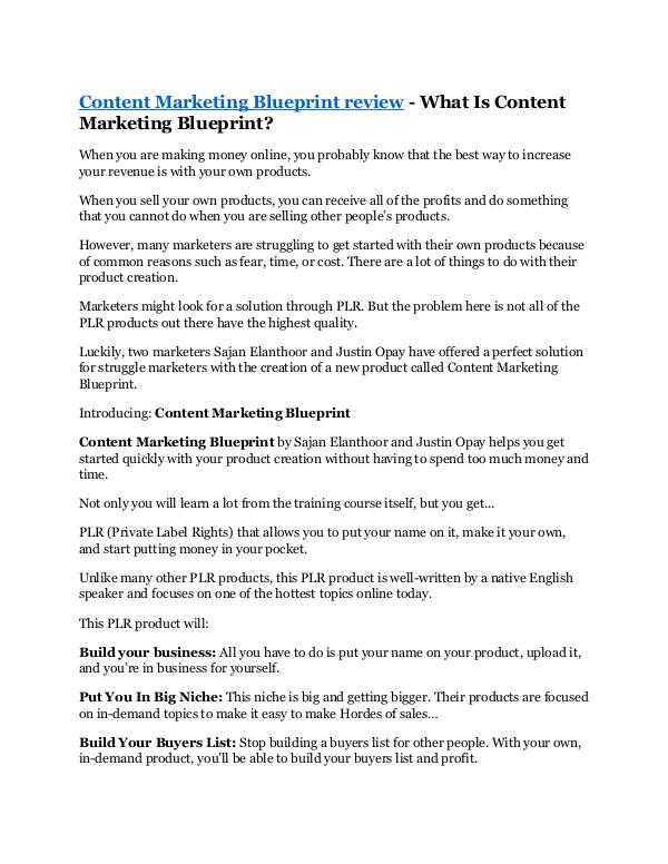 Marketing Content Marketing Blueprint review demo & BIG bonu