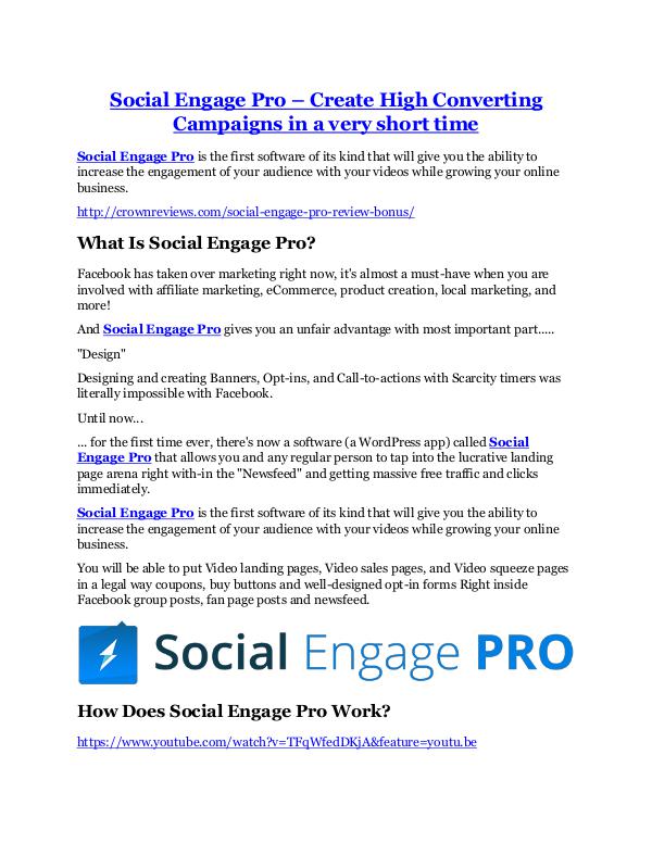 Social Engage Pro review in detail and (FREE) $21400 bonus Social Engage Pro review - Social Engage Pro +100