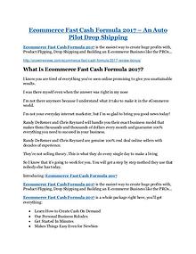 Ecommerce Fast Cash Formula 2017 review and (SECRET) $13600 bonus