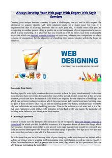 Always Develop Your Web page With Expert Web Style Services