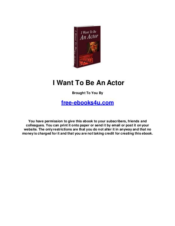 I want to be an actor I want to be an actor