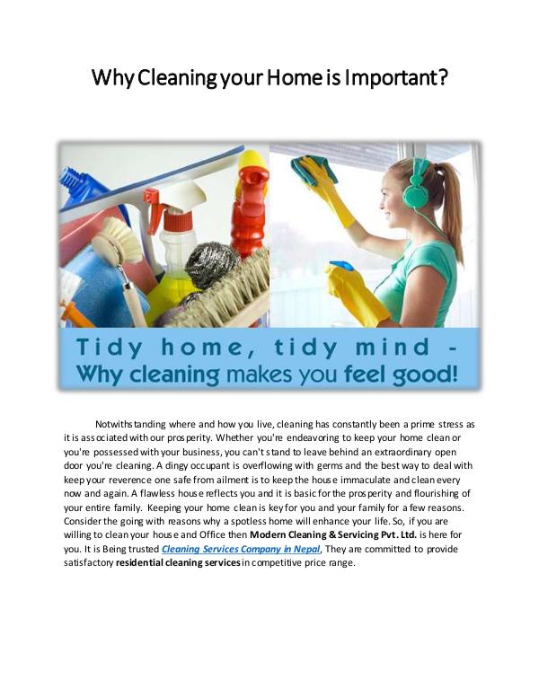 My first Magazine Why Cleaning your Home is Important