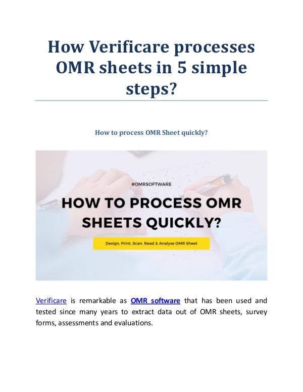 How Verificare processes OMR sheets in 5 simple steps How Verificare processes OMR sheets in 5 simple st