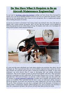 Do You Have What It Requires to Be an Aircraft Maintenance Engineerin