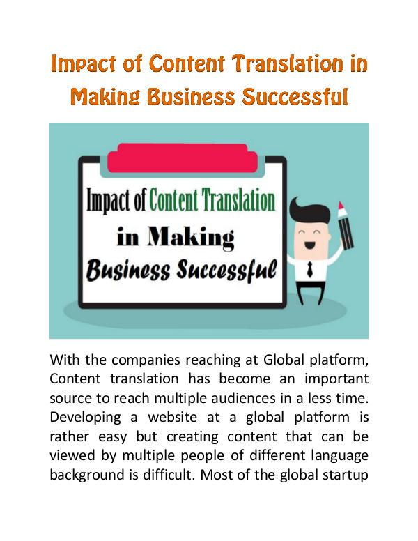 Impact of Content Translation in Making Business Successful Impact of Content Translation in Making Business