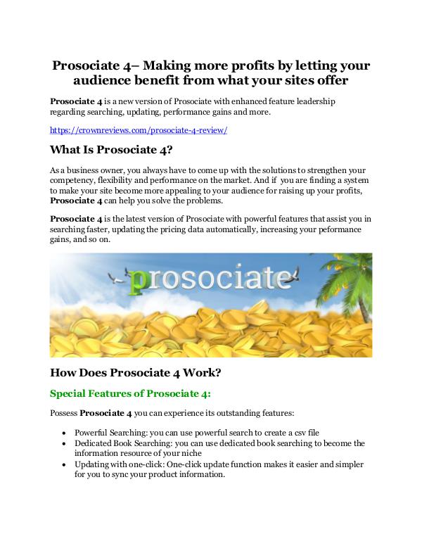 Prosociate 4 review in detail – Prosociate 4 Massive bonus Prosociate 4 Review-MEGA $22,400 Bonus & 65% DISCO