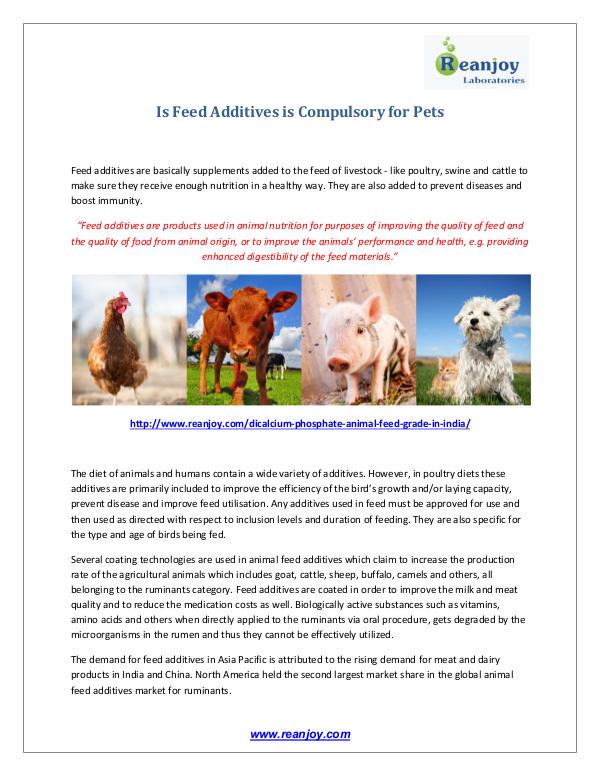 Is Feed Additives is Compulsory for Pets Is Feed Additives is Compulsory for Pets