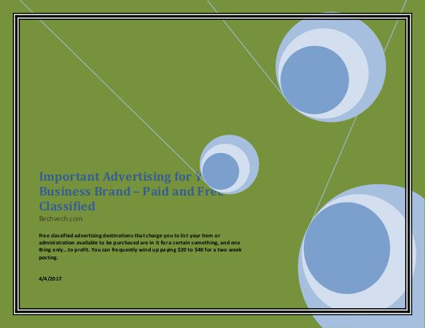 Important Advertising for Your Business Brand – Paid and Free Classif Important Advertising for Your Business Brand – Pa