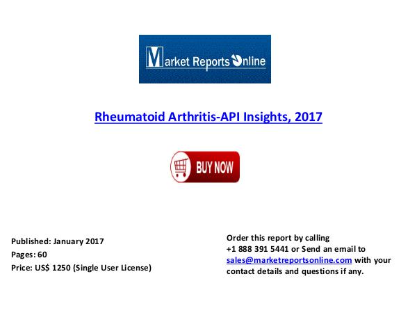 Rheumatoid Arthritis-API Market Forecast to 2017 Jan 2017