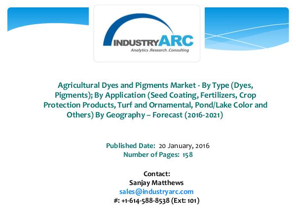 Agricultural Dyes and Pigments Market Expects China to be the Key Dem to be a Key Part in Future Success of Seed Coverin