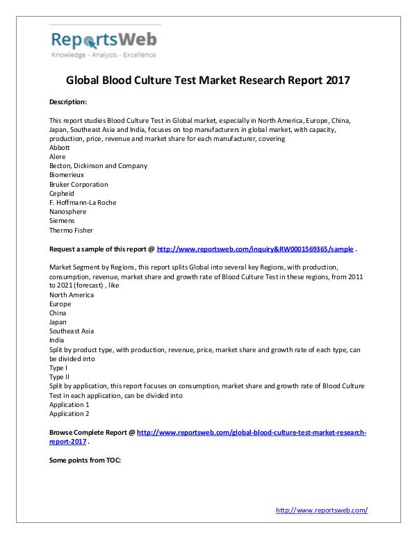 Blood Culture Test Market Growth & Development