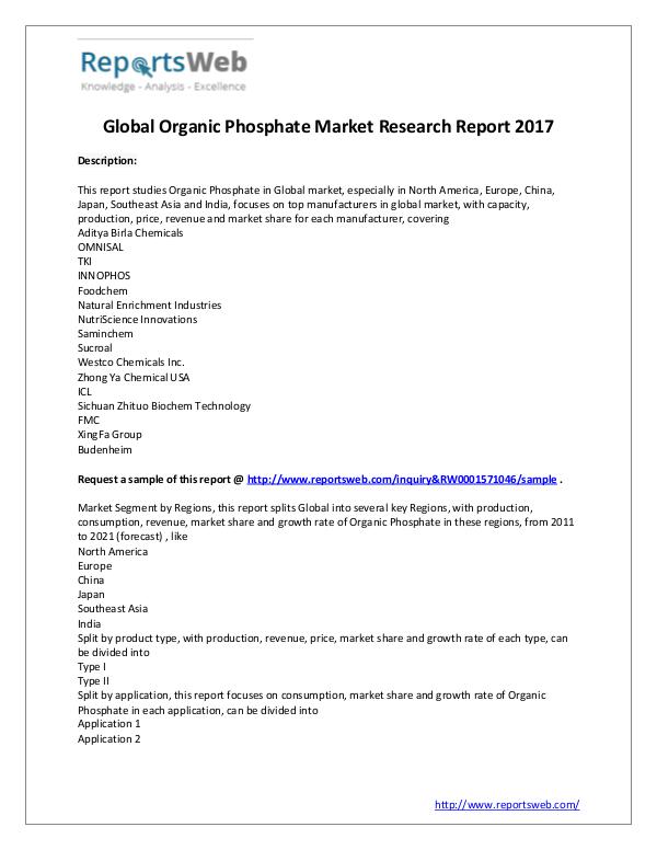 Organic Phosphate Market - Global Trends Study