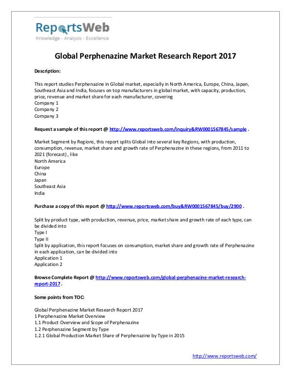 New Study: 2017 Global Perphenazine Market
