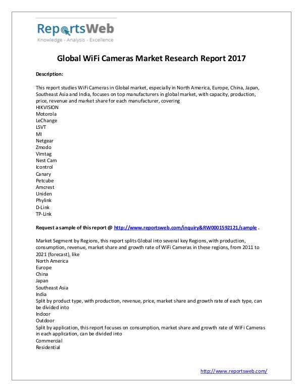 Market Analysis Global Market Size of WiFi Cameras Industry 2017