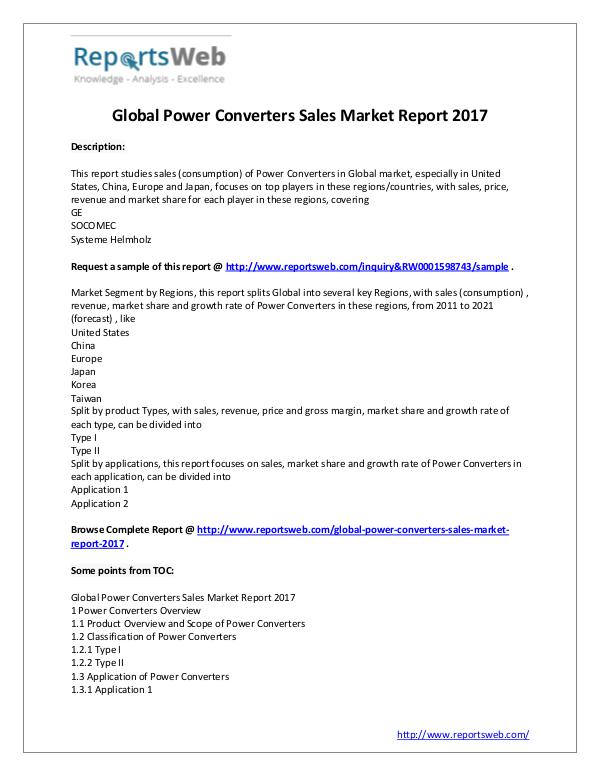New Study: Global Power Converters Sales Market