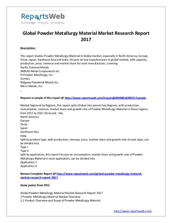Powder Metallurgy Market - Global Trends Study