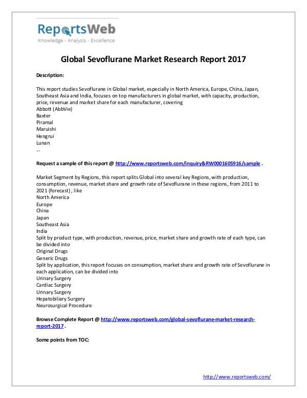 Market Analysis Sevoflurane Market Growth & Development