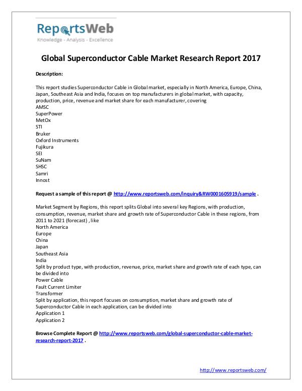 Market Analysis Superconductor Cable Market - Global Trends Study