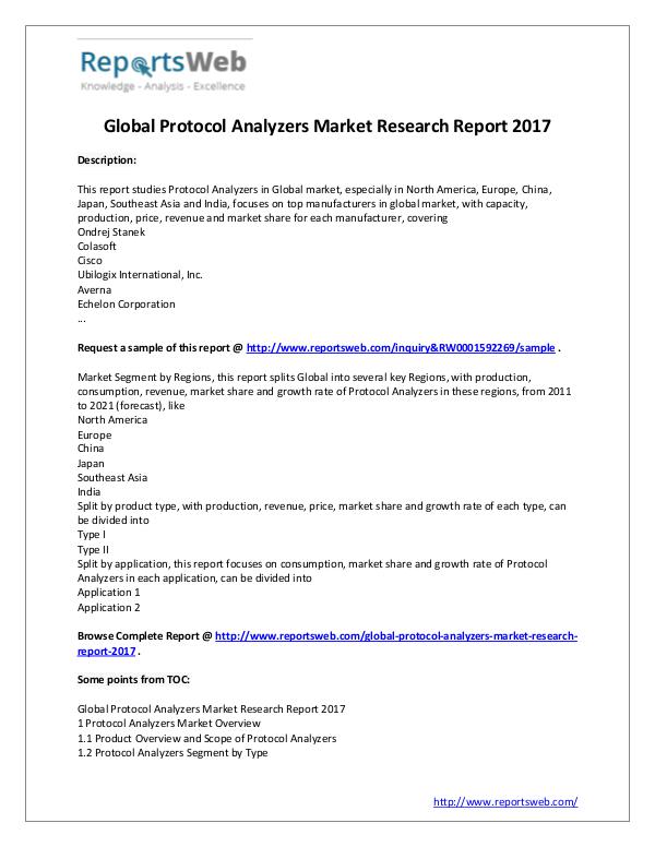 Market Analysis 2017 Global Protocol Analyzers Market