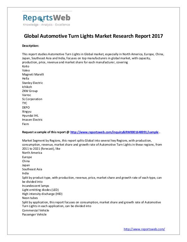 Market Analysis 2017 Global Automotive Turn Lights Market