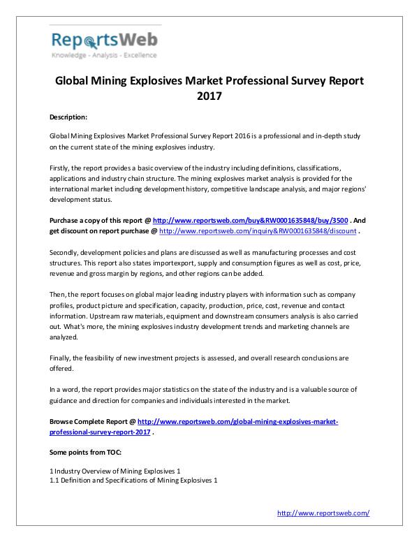 Market Analysis Mining Explosives Market Professional Survey