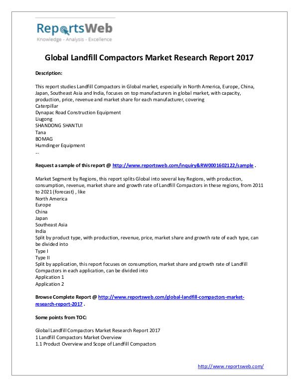 Global Market Share of Landfill Compactors Market