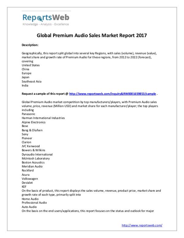 Global Premium Audio Sales Industry 2017