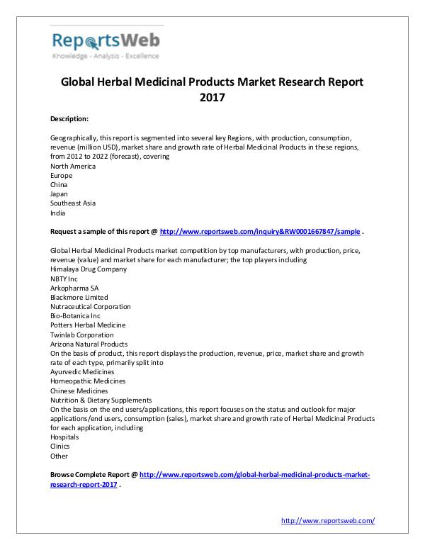 Market Analysis Herbal Medicinal Products Market 2017