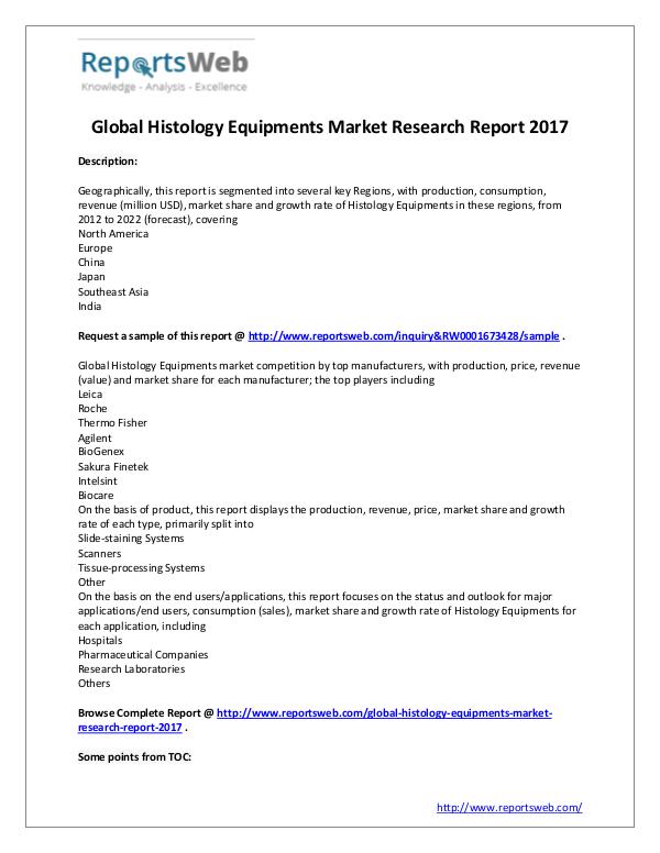 Market Analysis Histology Equipments Industry 2017