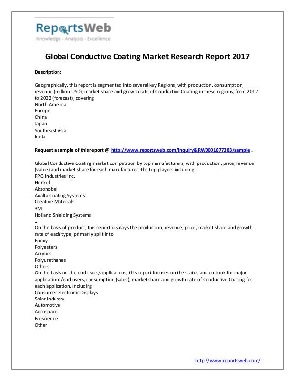 New Study: 2017 Global Conductive Coating Market