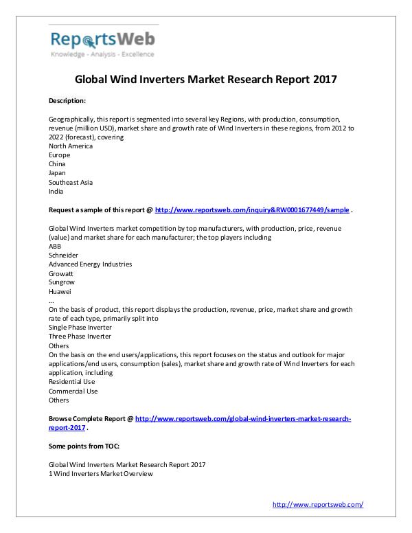 Market Analysis Wind Inverters Industry 2017-2022 Global Market