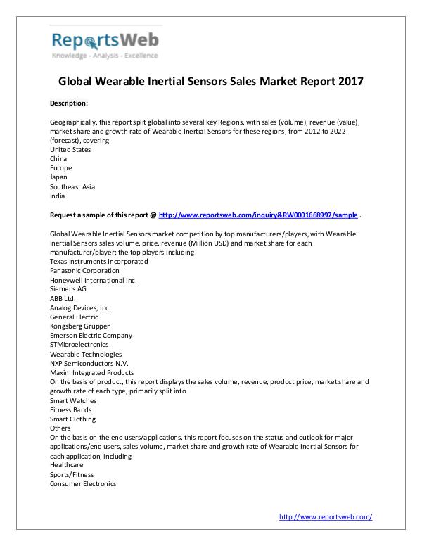 Market Analysis Wearable Inertial Sensors Sales Market 2017