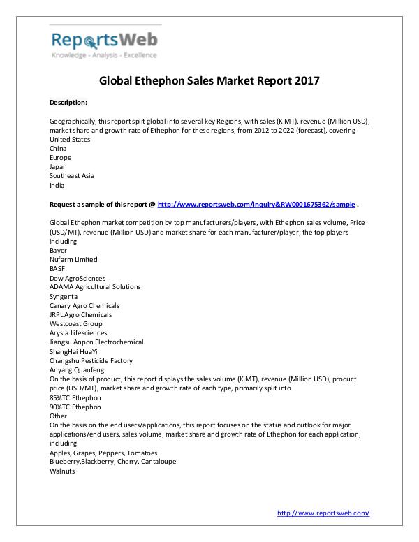Market Analysis 2022 Forecast: Global Ethephon Sales Industry