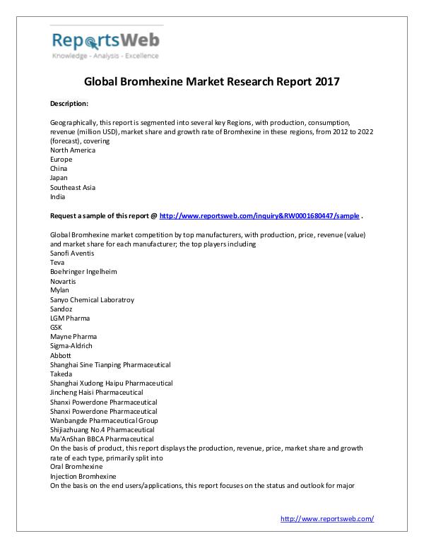 Market Study: Global Bromhexine Industry