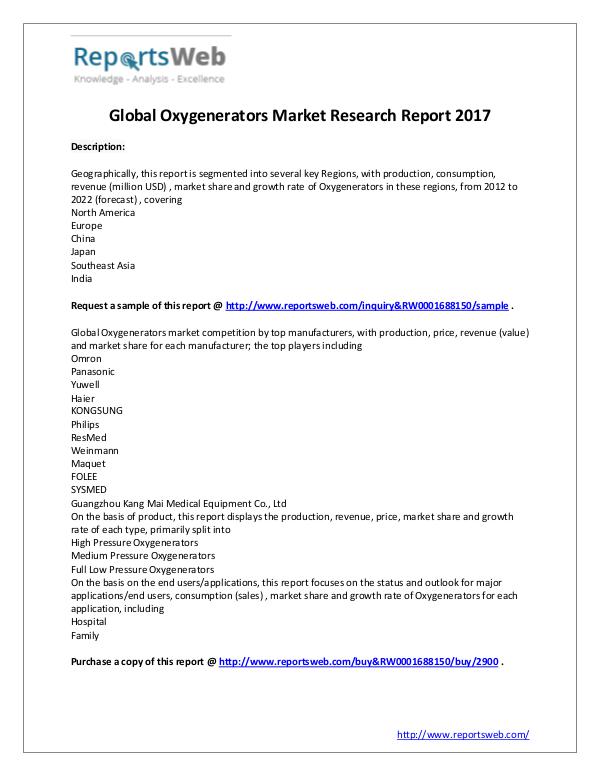 Market Analysis Oxygenerators Market Growth & Development